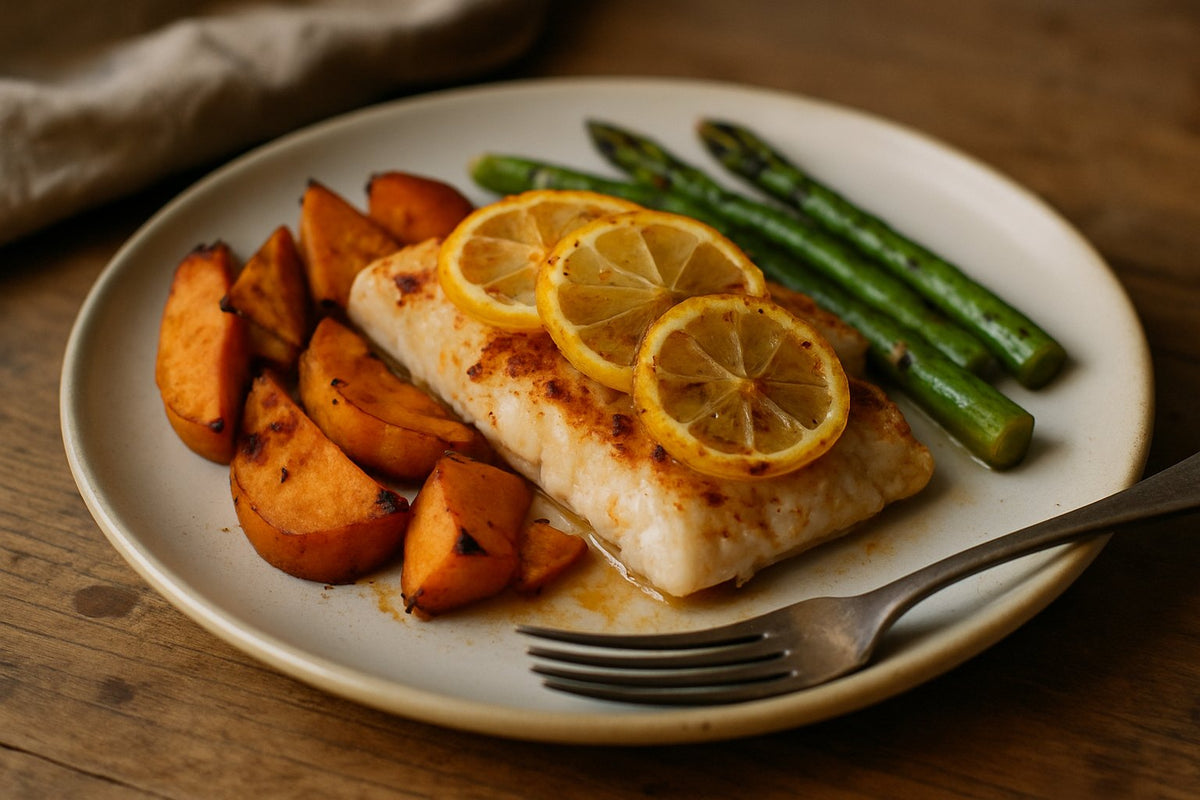 Auflauf mit Weißfisch und Süßkartoffeln