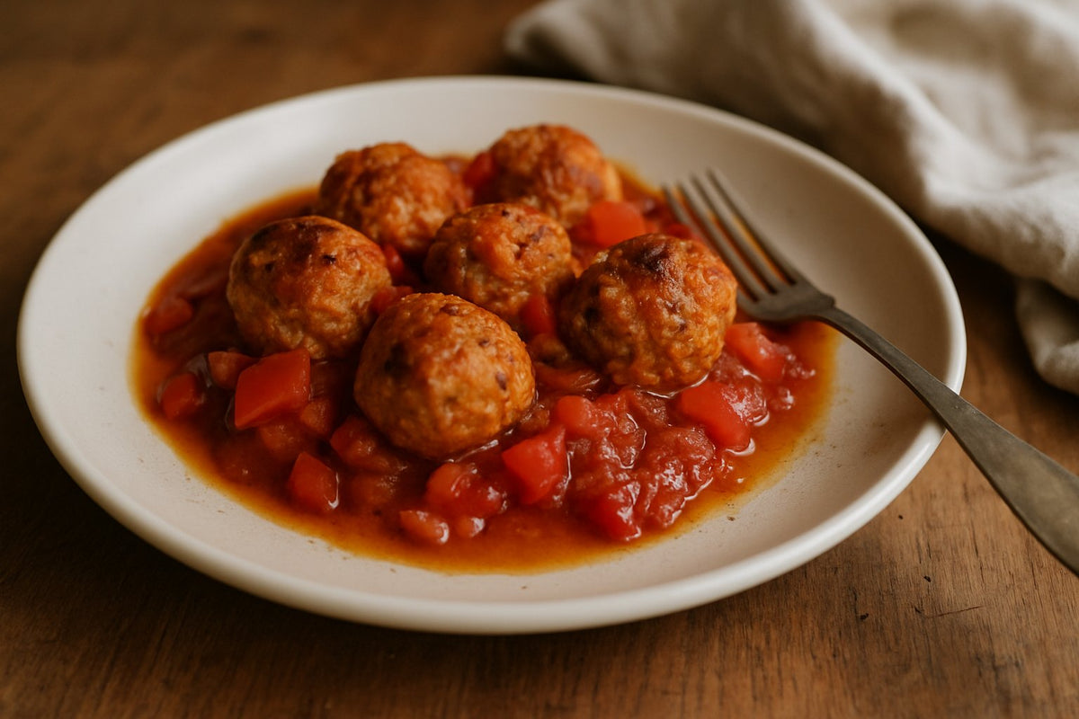 Kalkoengehaktballetjes in Tomaten-Paprikasaus
