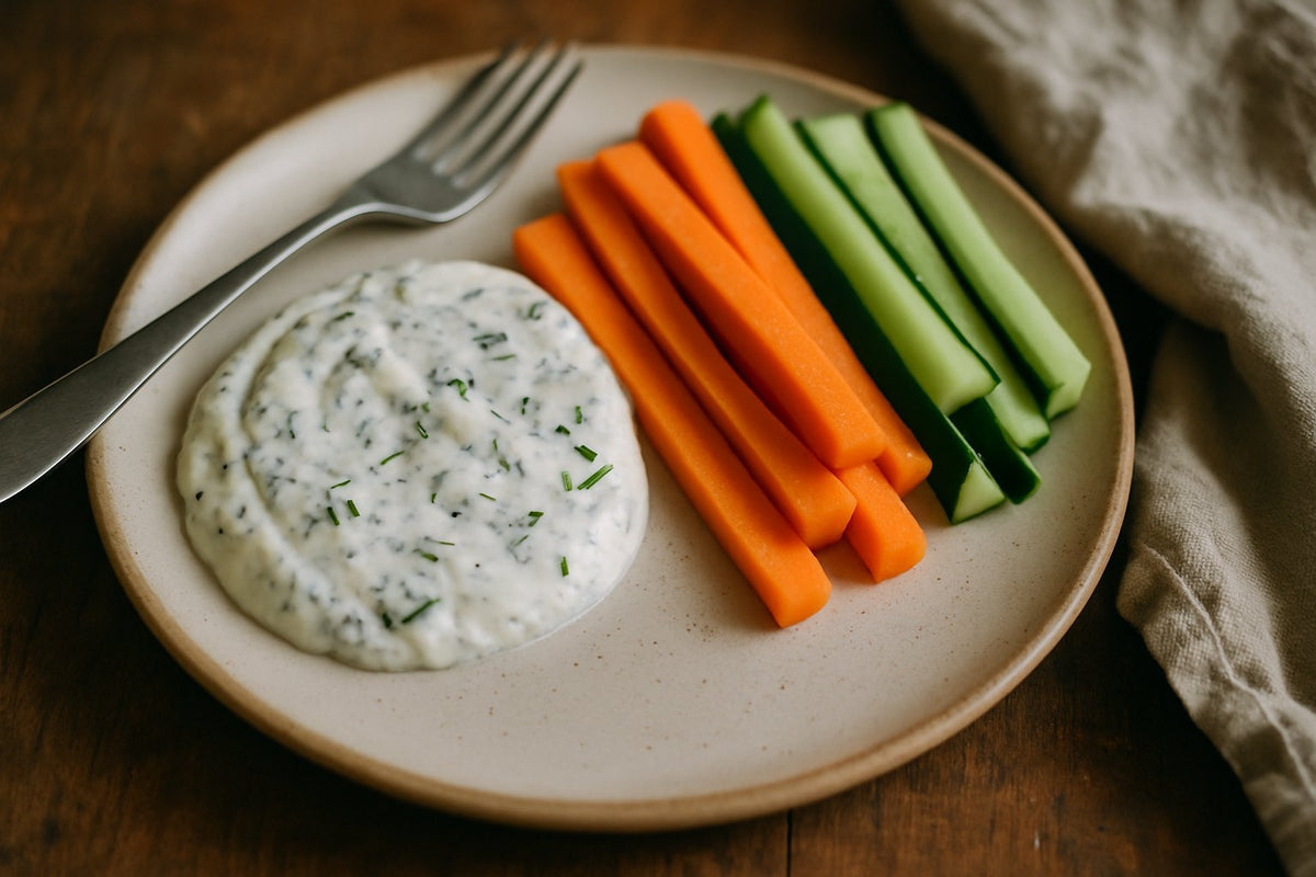 Trempette de fromage blanc aux bâtonnets de légumes