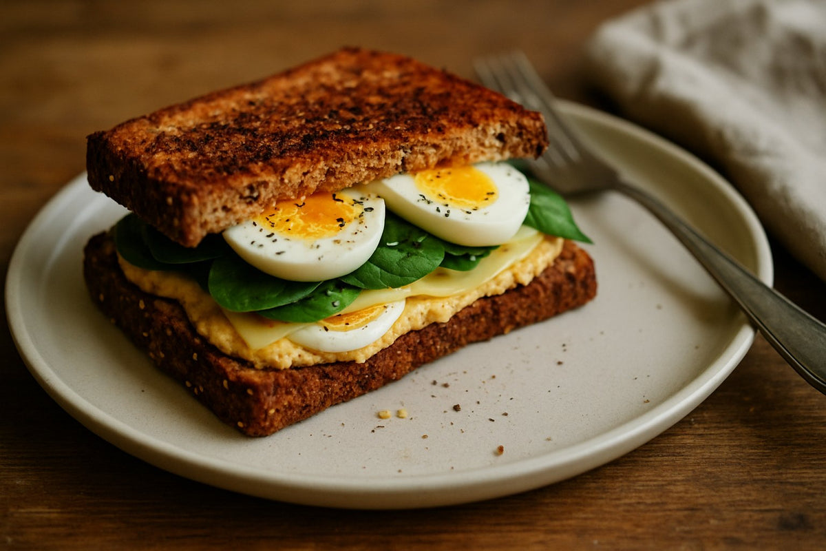Vollkorn-Toastie mit Hummus und Ei