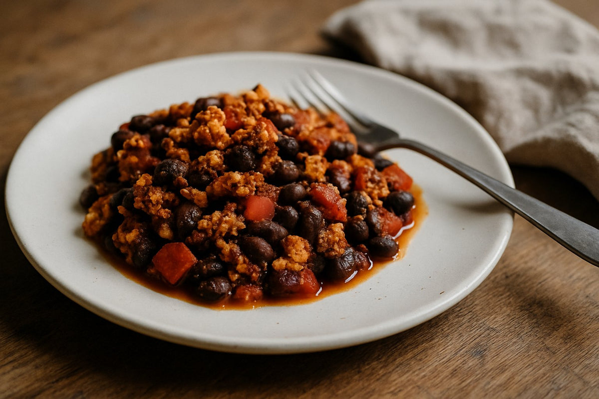 Zwarte bonen tofu chili
