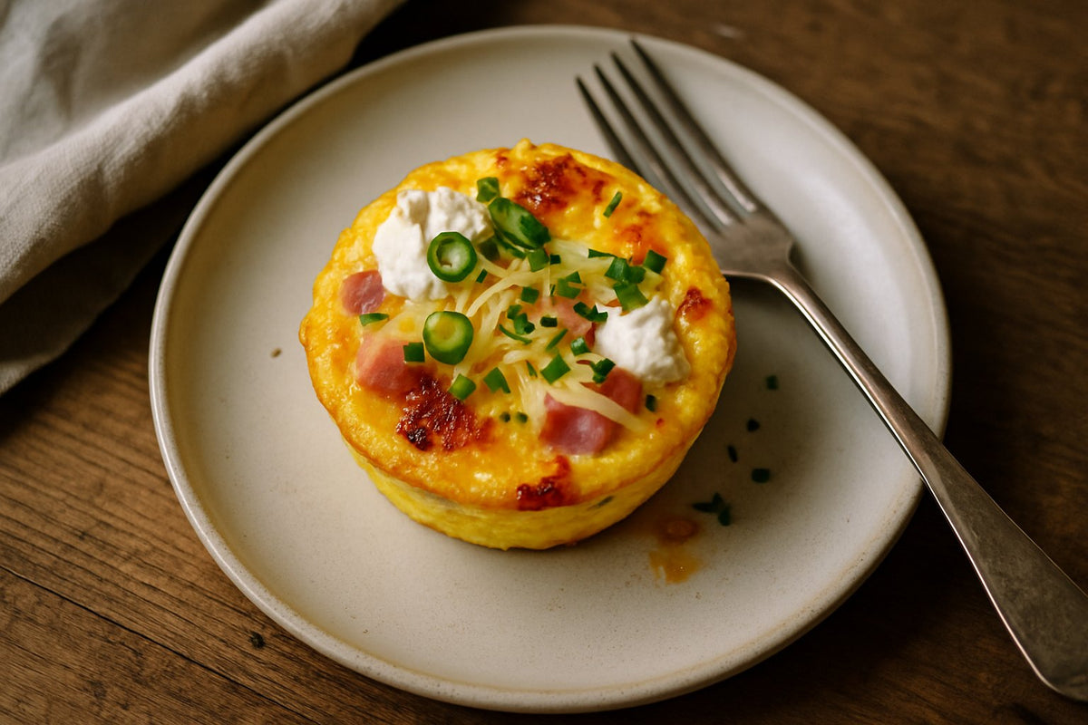 Eimuffins met kwark, ham en kaas