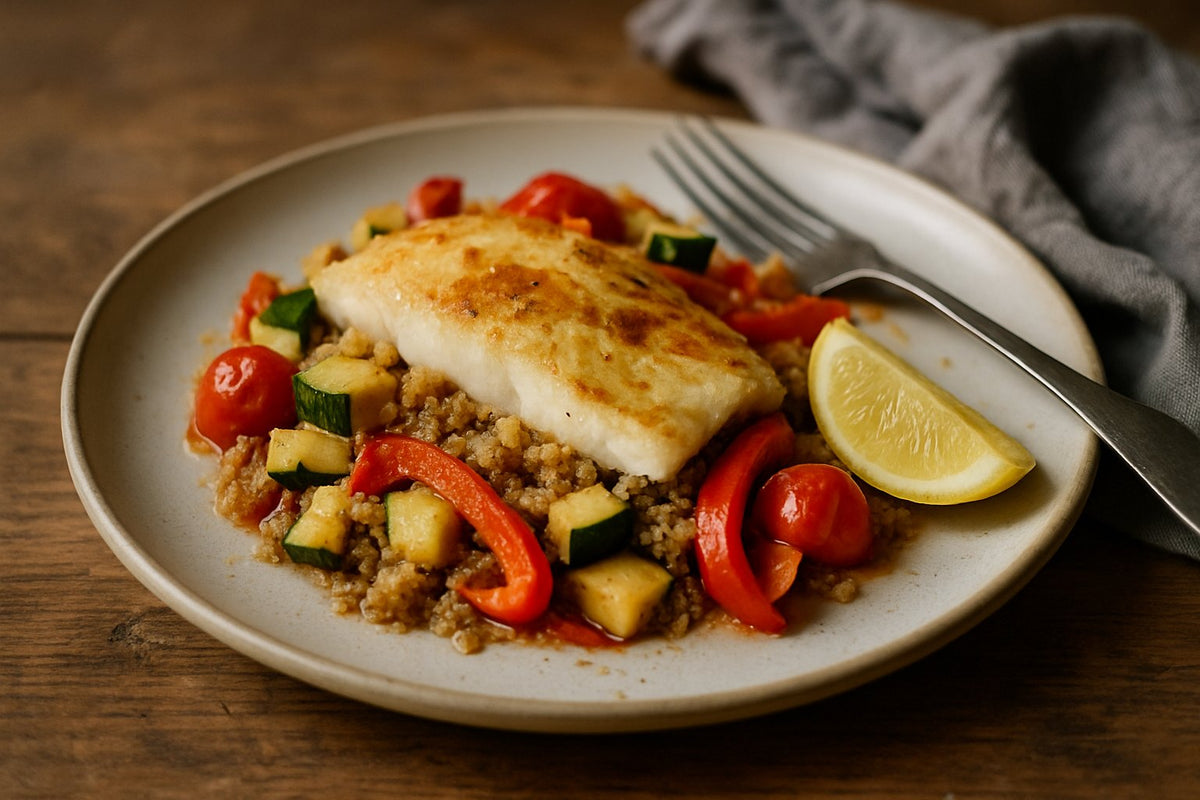 Ovenschotel met witvis en quinoa