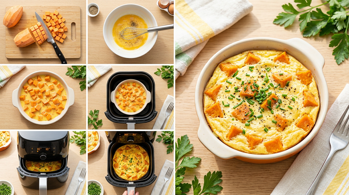 Airfryer omelet met zoete aardappel