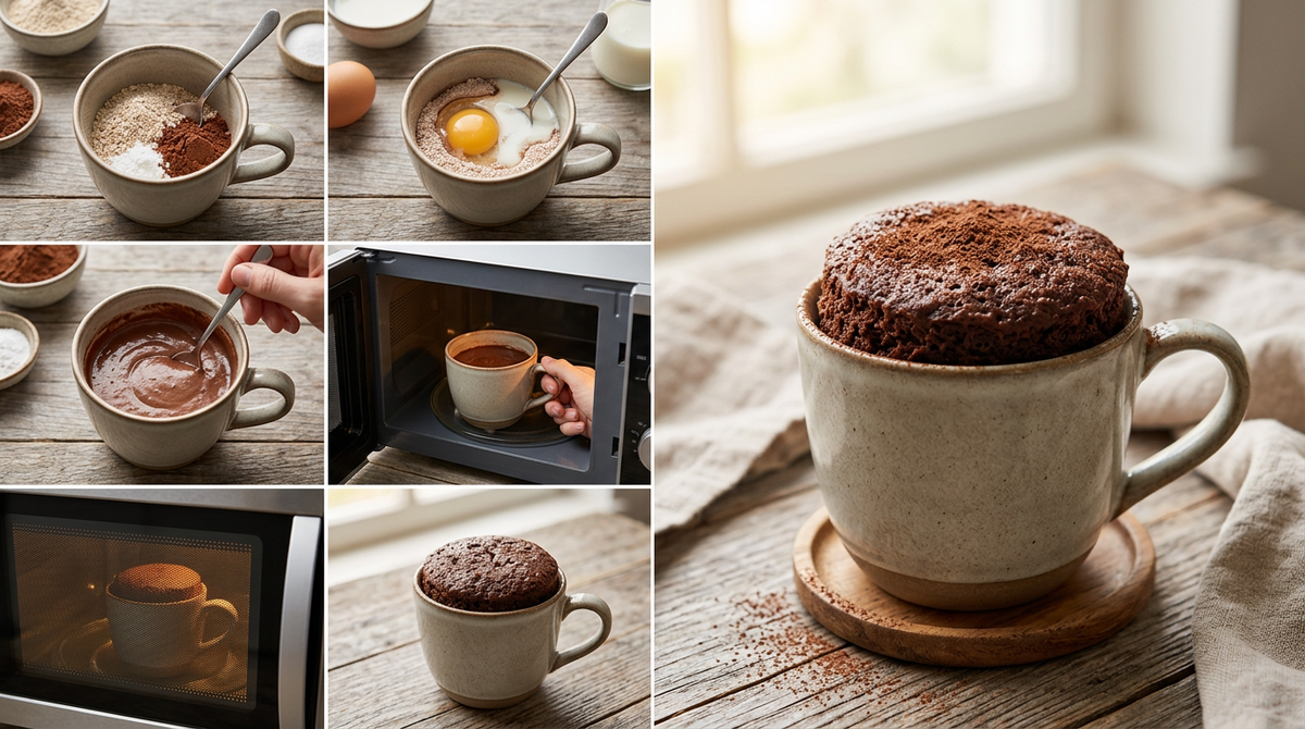 Chocolade mug cake met Bioteine proteine shake