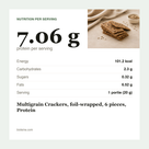 Multigrain Crackers, foil-wrapped, 6 pieces, Protein voedingswaarde