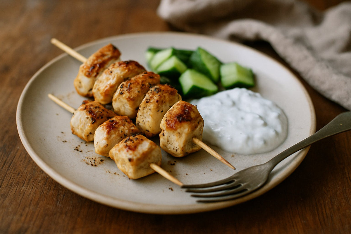 Kip souvlaki met Griekse yoghurtdip