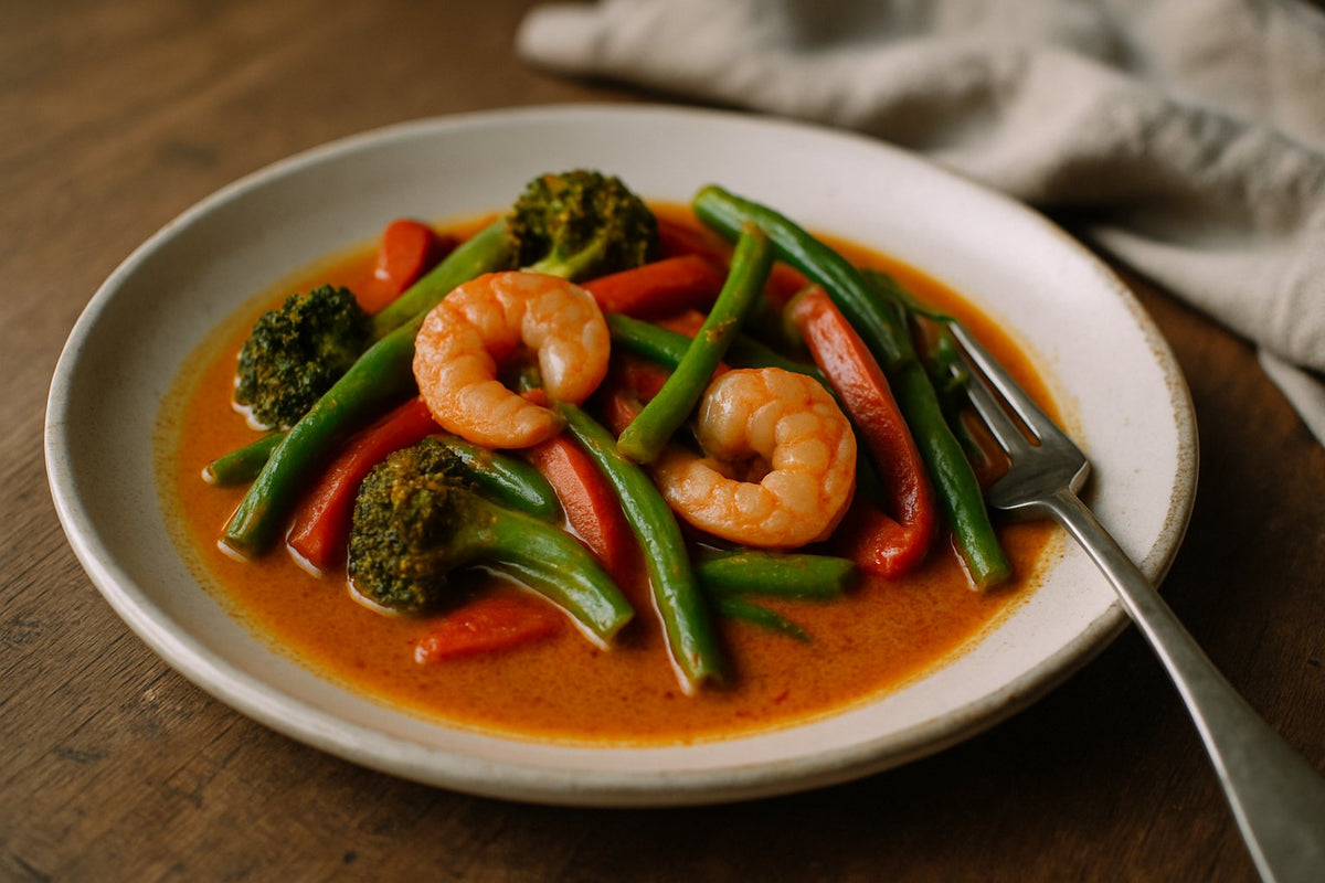 Thaise rode curry met garnalen