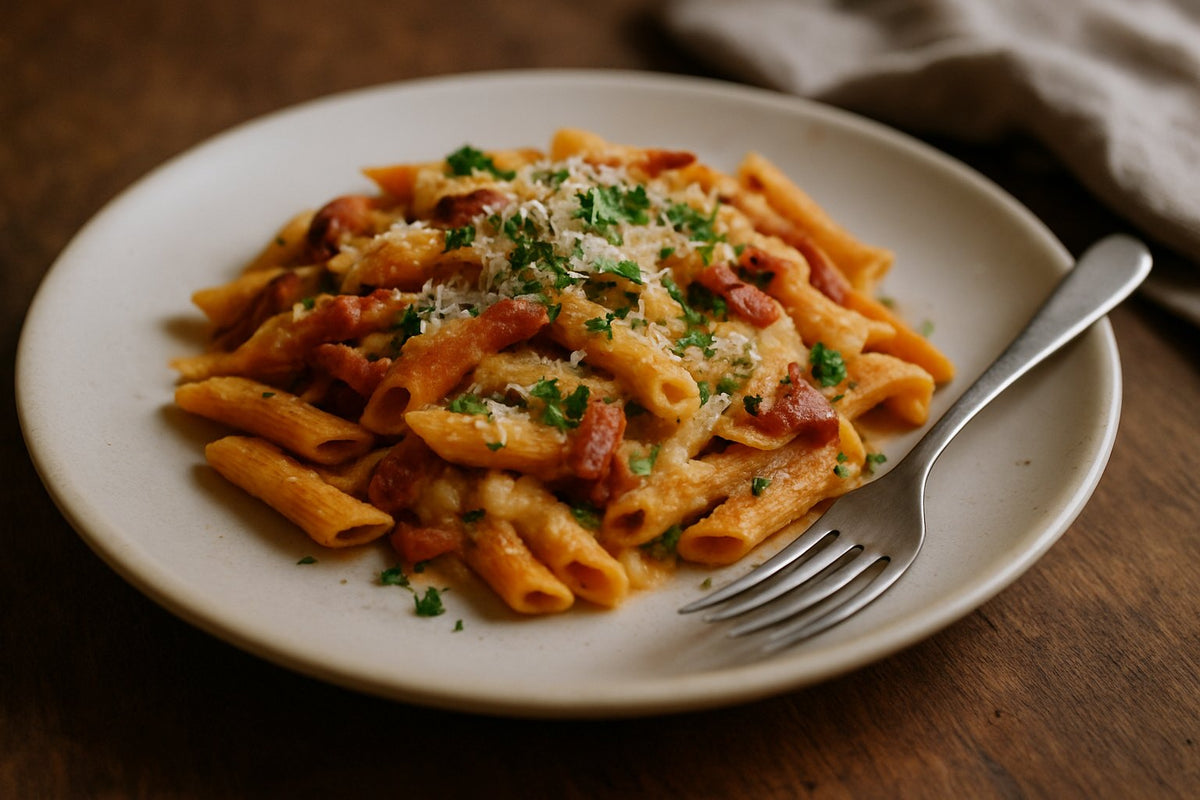 Linsen-Pasta Carbonara light