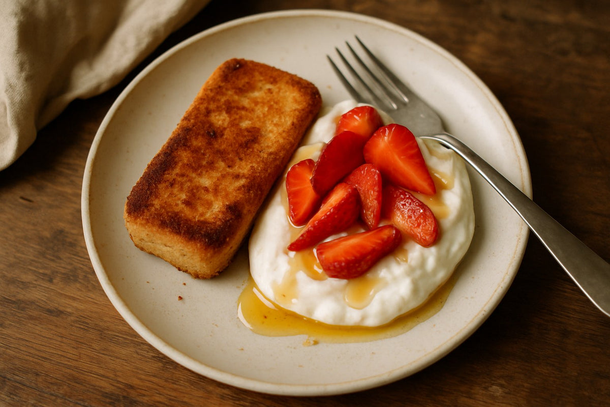Kwarkijsje met aardbei