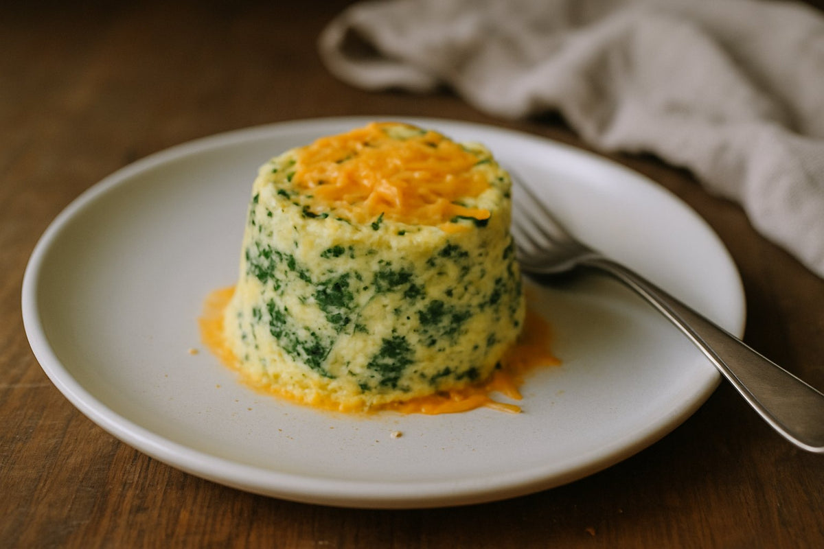 Microwave mug omelette with spinach