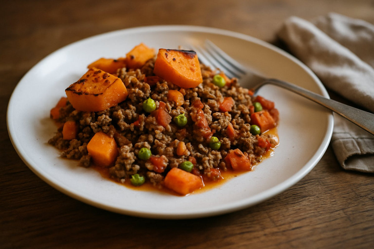 Gehaktschotel met zoete aardappel uit de oven