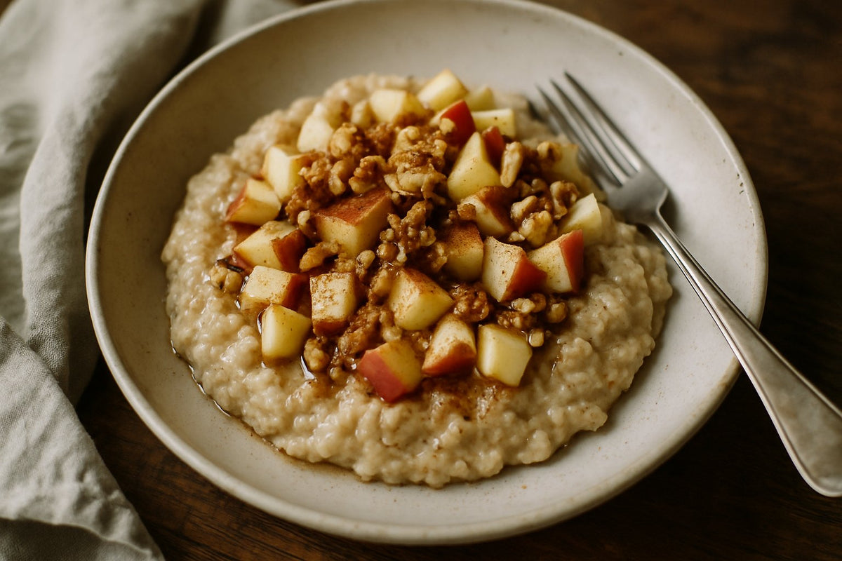Havermoutpap met appel en walnoot