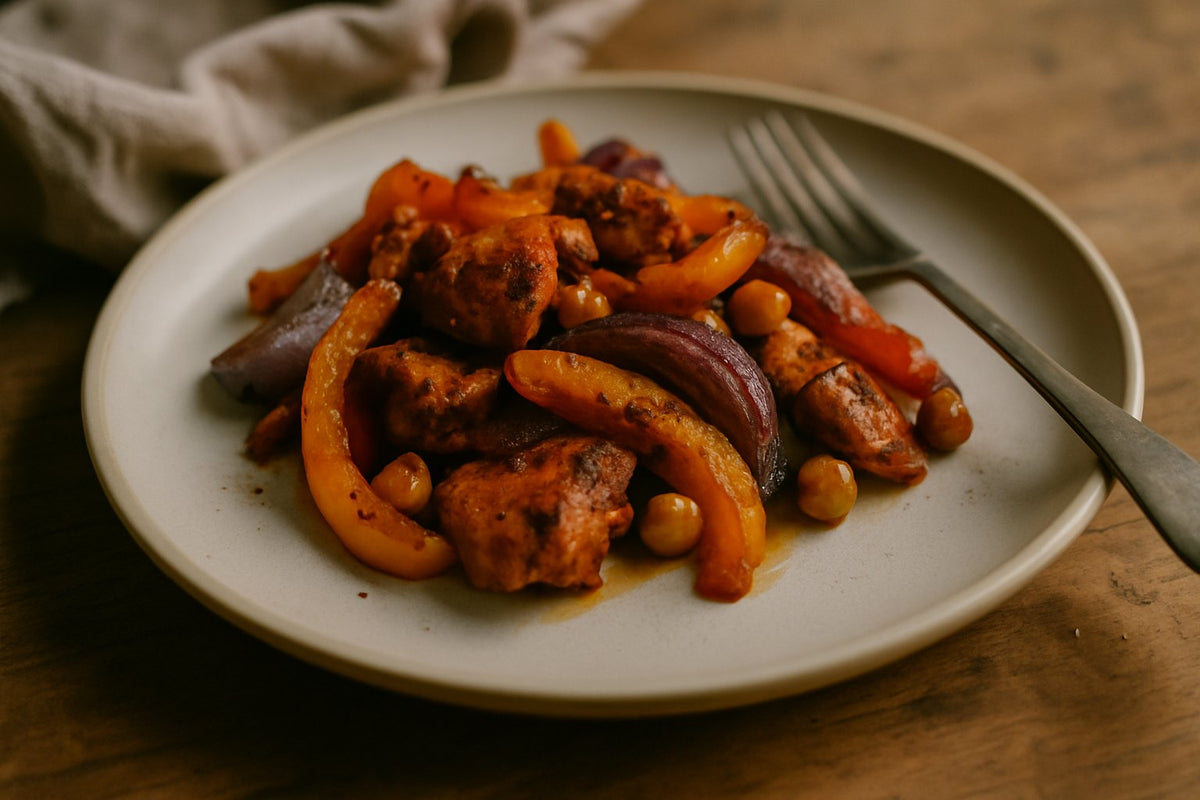 Kip-shoarma traybak met paprika en ui