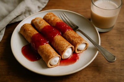 Pannenkoek-rolletjes met shake