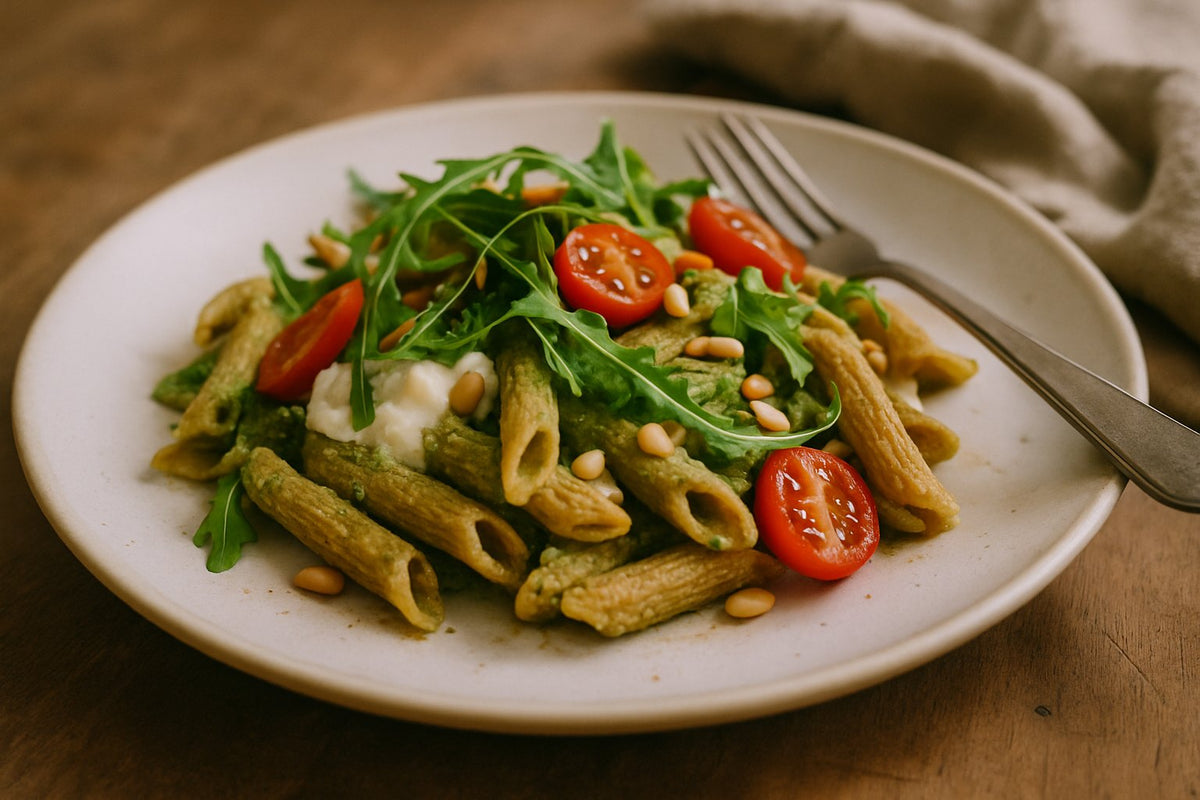 Proteine-Penne Pesto mit Rucola
