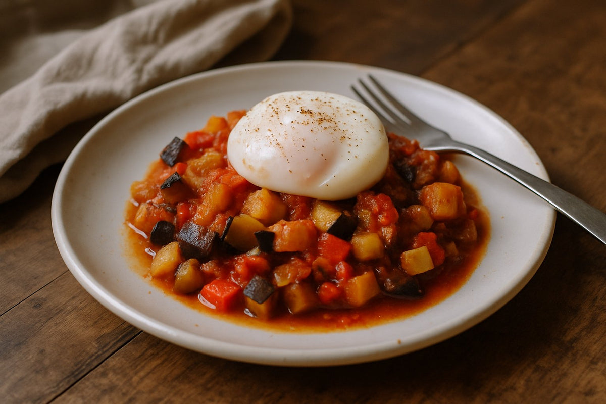 Ratatouille met gepocheerd ei