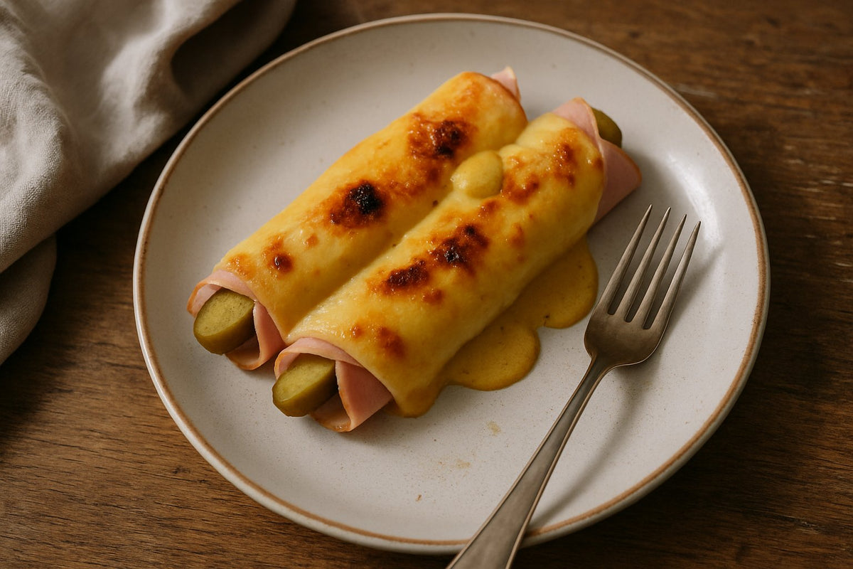 Kaas-ham rolletjes met augurk