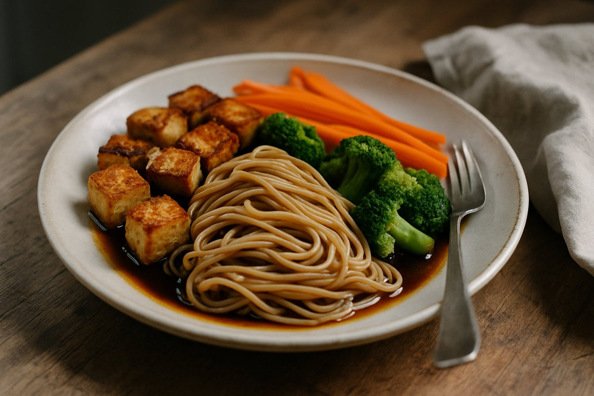 Meal-prep tofu noedelbowl