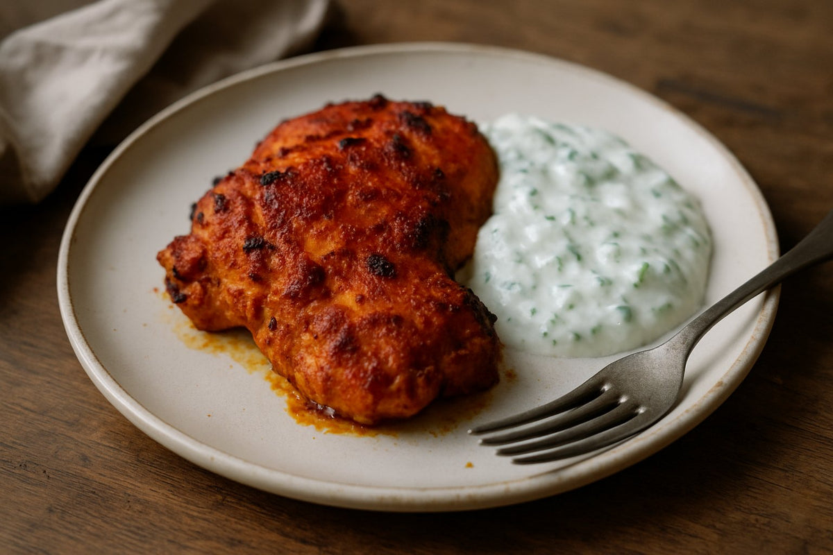Tandoori-Hähnchen mit Gurken-Raita