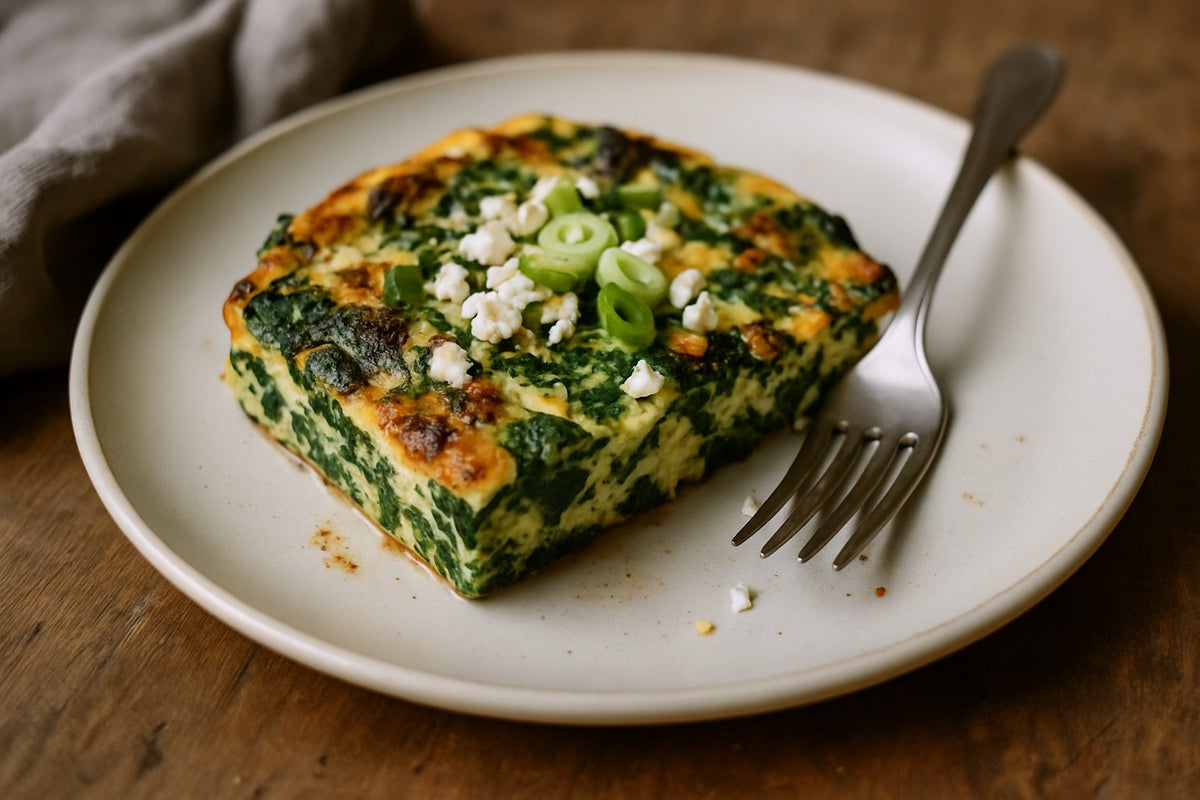 Korstloze quiche met spinazie en feta