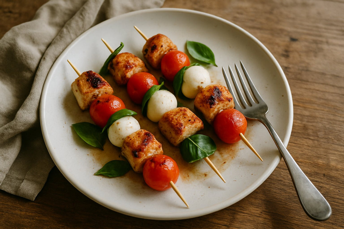 Mini-spiesjes kip, tomaat en mozzarella
