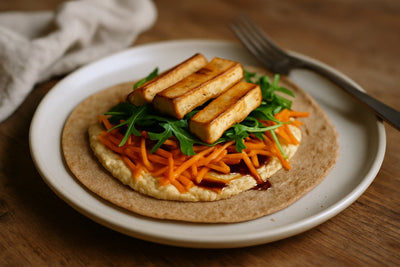 Volkoren wrap met hummus en tofu
