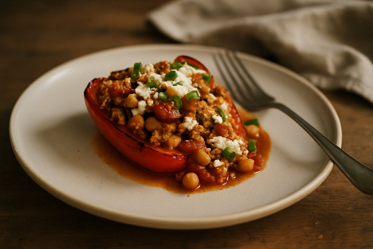 Gevulde paprika met kip en feta