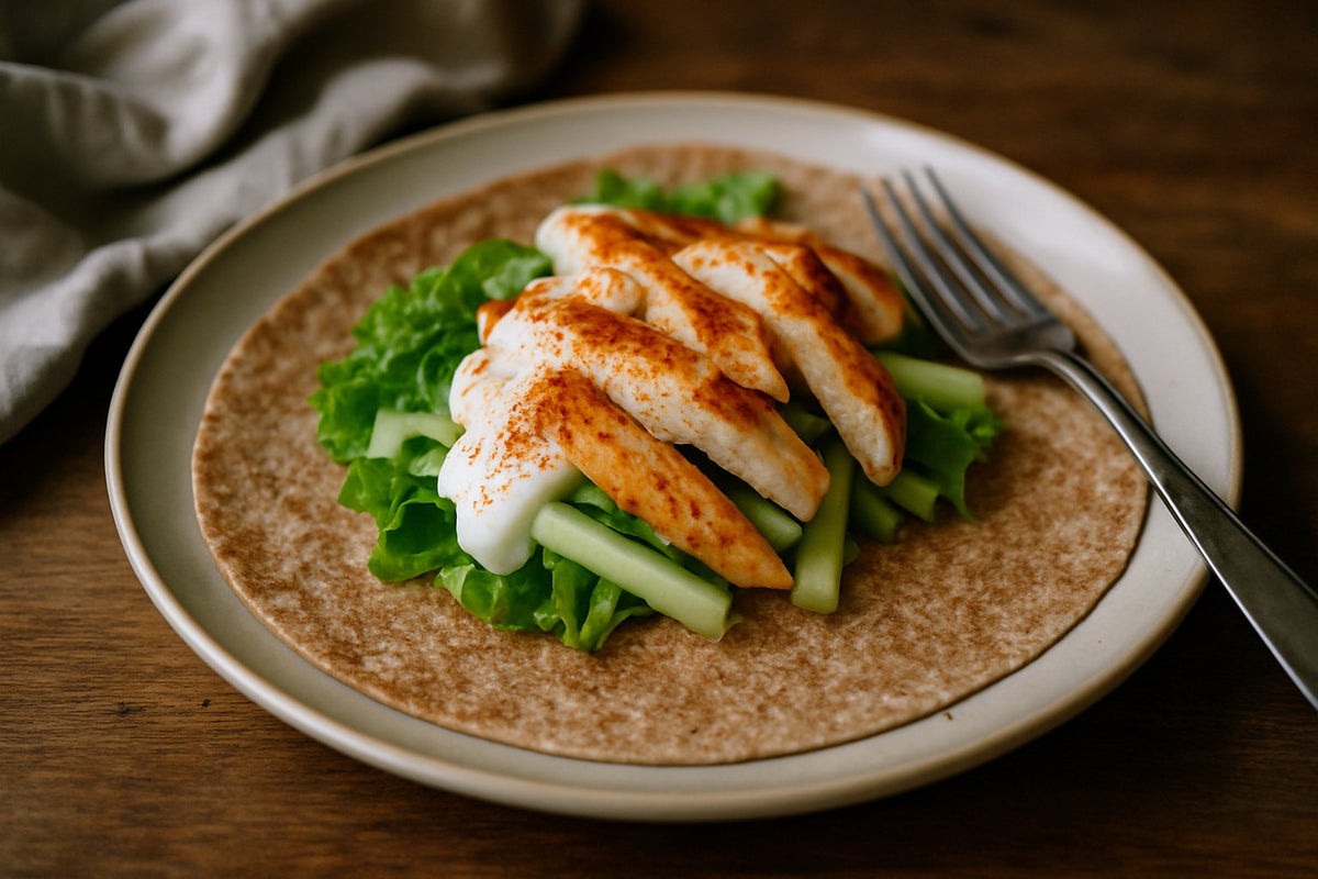 Volkoren wrap met kip en yoghurtdressing