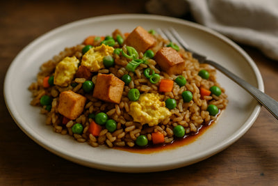 Volkoren nasi met ei en tofu