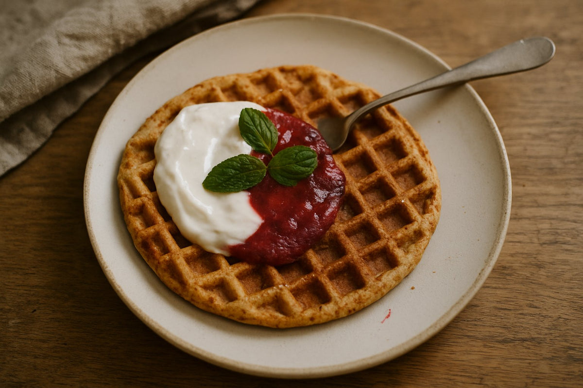 Wafel-snack met jam en kwark