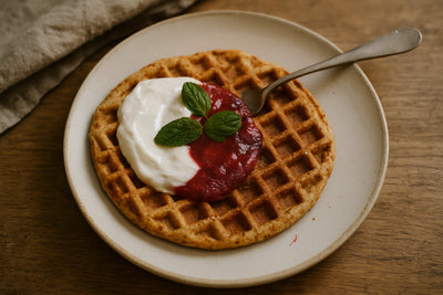 Wafel-snack met jam en kwark