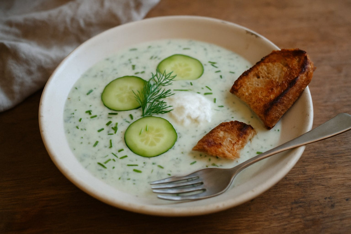 Kalte Gurkensuppe mit Quark