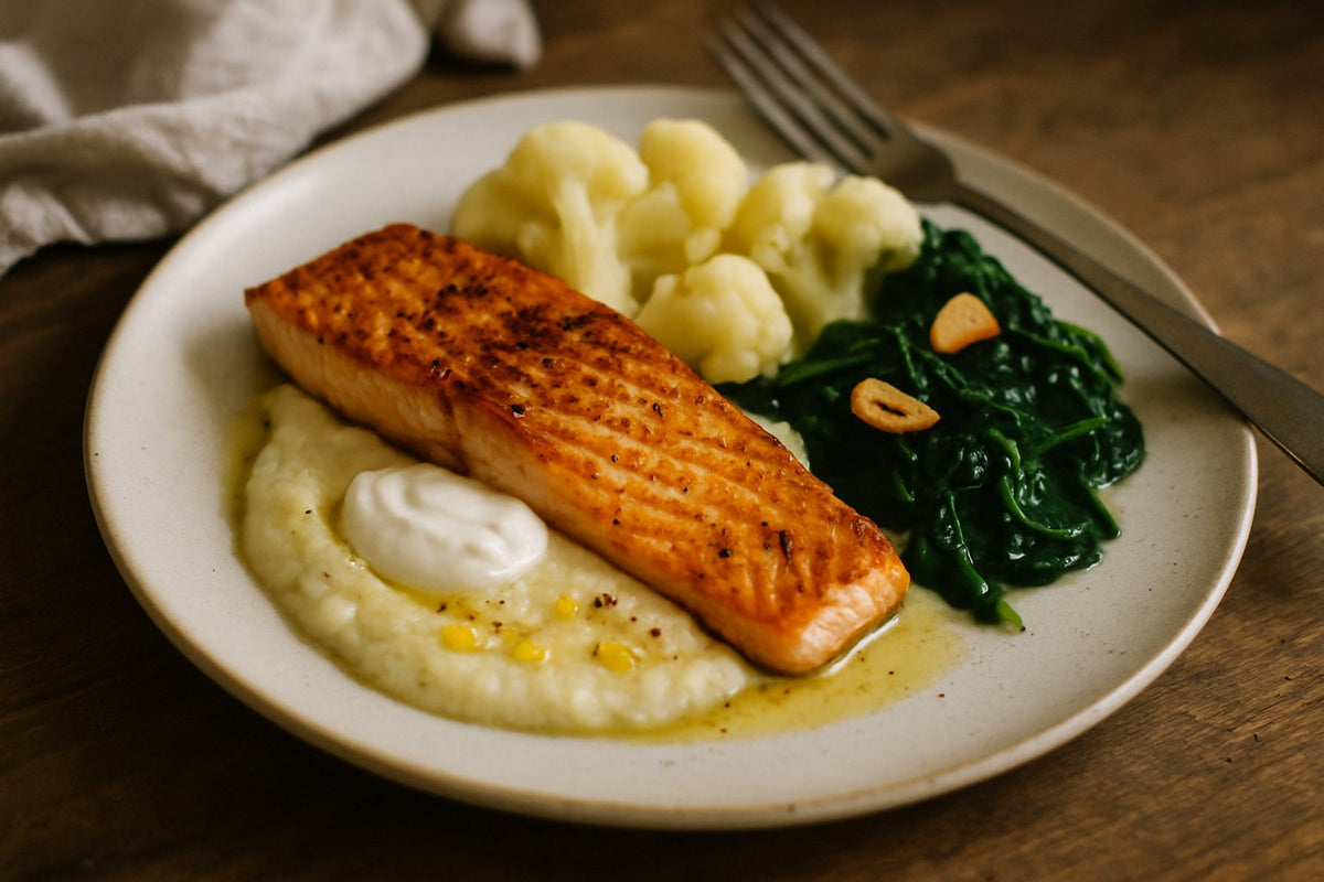 Gegrilde Zalm met Romige Bloemkoolpuree