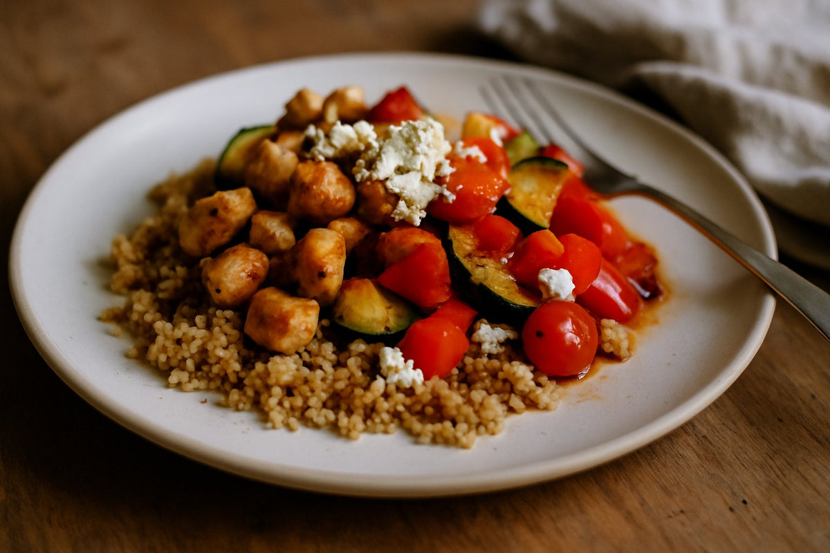 Mediterrane traybake met kip en feta