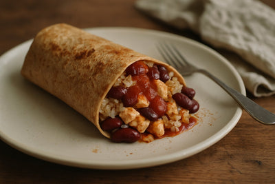 Proteine wrap-burrito met rijst en bonen