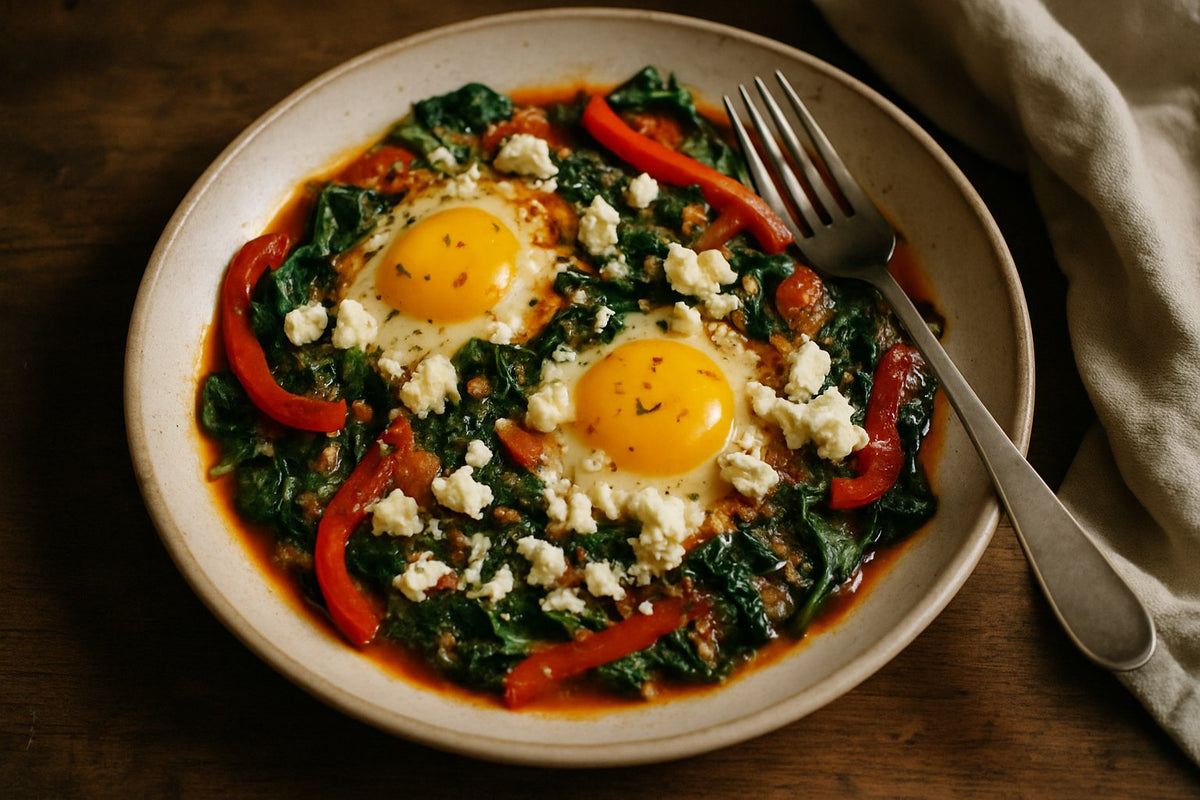 Shakshuka mit Spinat und Feta