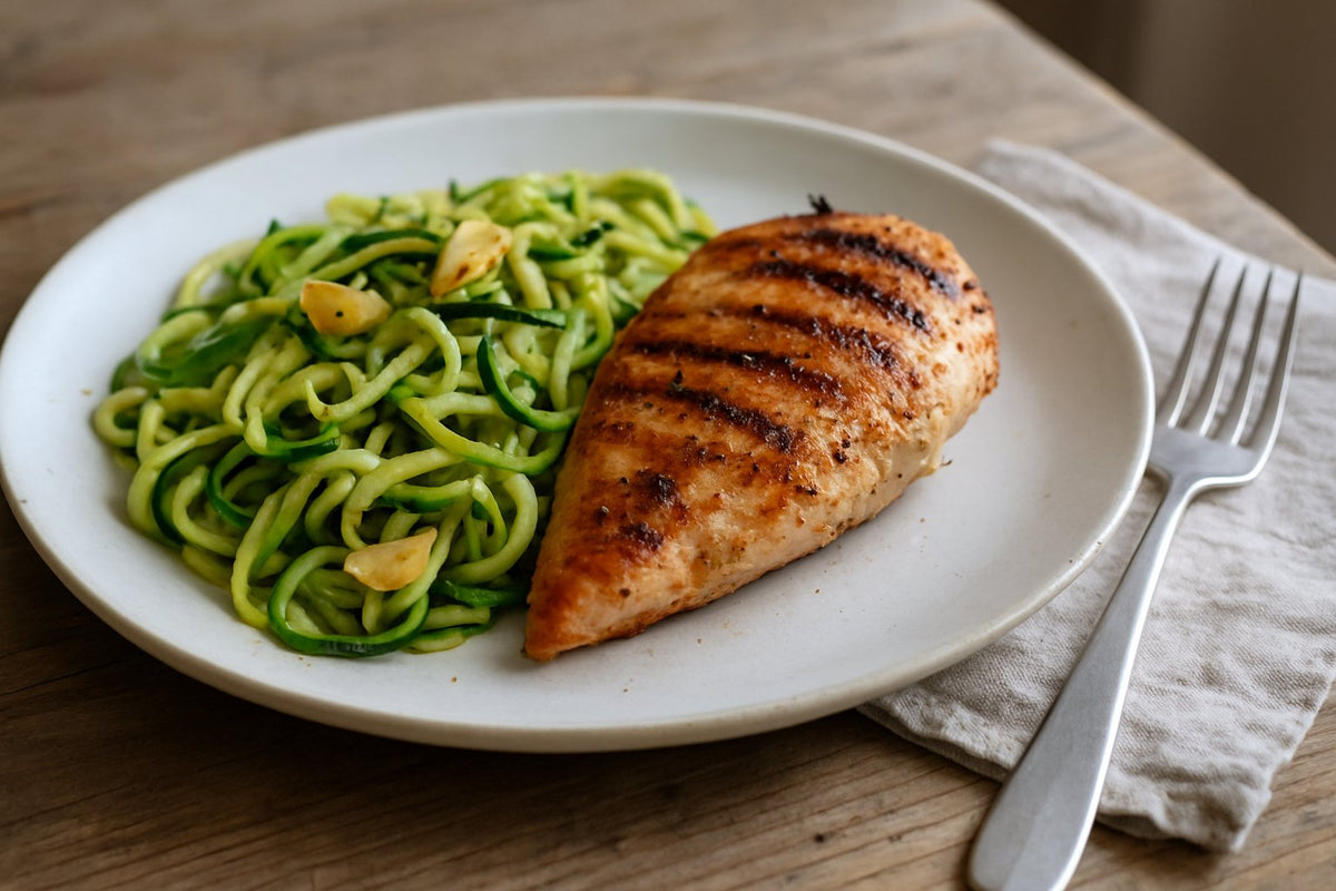 Gegrilde kipfilet met courgette-noodles