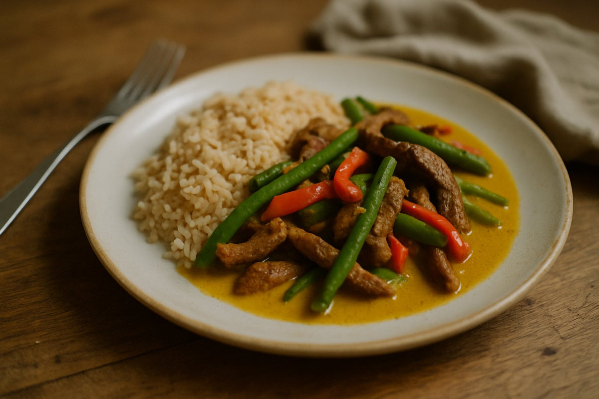 Thaise rundercurry met volkoren rijst