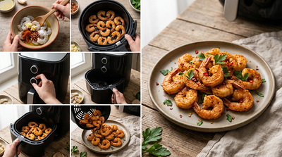 Airfryer knoflookgarnalen