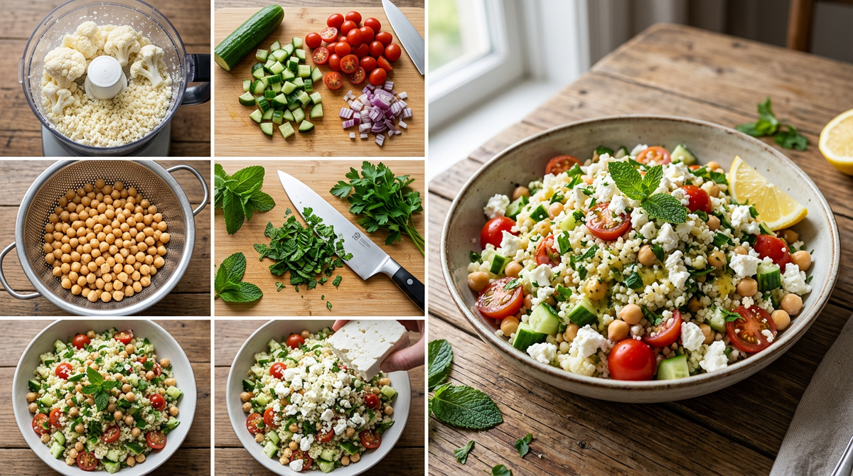 Bloemkool couscous bijgerecht met feta
