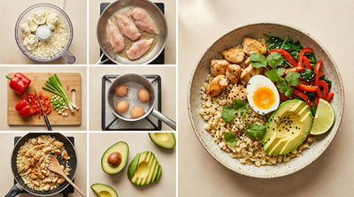 Bloemkoolrijst-bowl met ei en avocado