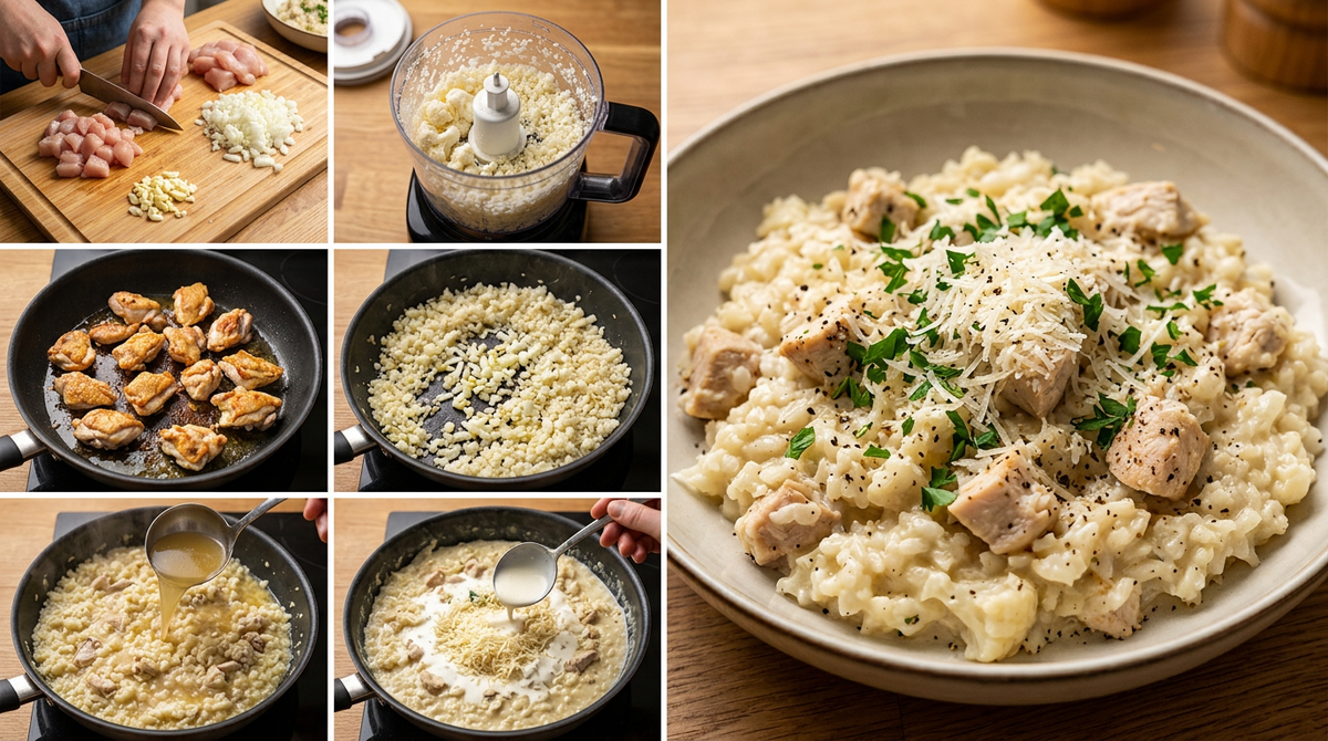 Bloemkoolrisotto met kip en Parmezaan