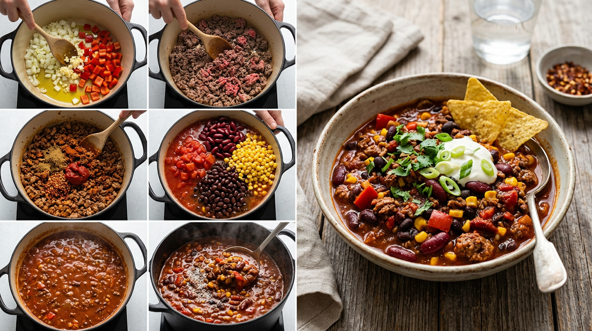 Chili con carne met drie soorten bonen