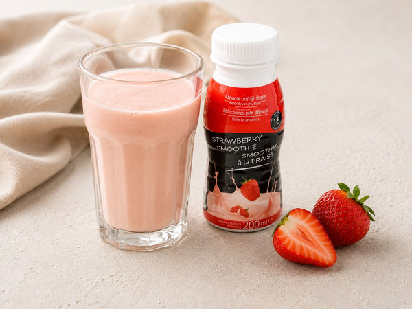 Aardbeien smoothie drank flesje — Fase 2-3 combi & overgang · Bioteine proteïne