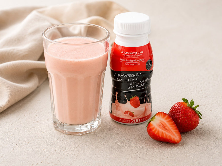 Aardbeien smoothie drank flesje — Fase 2-3 combi & overgang · Bioteine proteïne